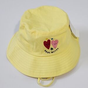 Soulmates Yellow and Pink Hat with Heart Embroidery